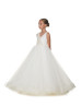 V Neck Pearl Beaded Elegant Flower Girl Dress